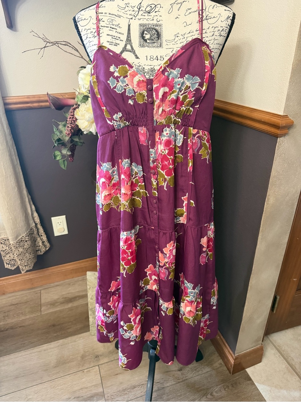American Eagle Y2K Babydoll Smocked Floral Dress - Picture 2 of 7